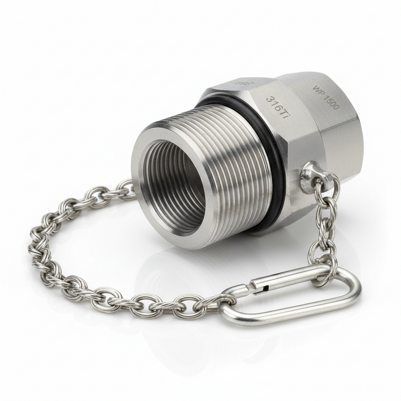 3" 316Ti PRESSURE TIGHT PLUG, FKM, WITH CHAIN